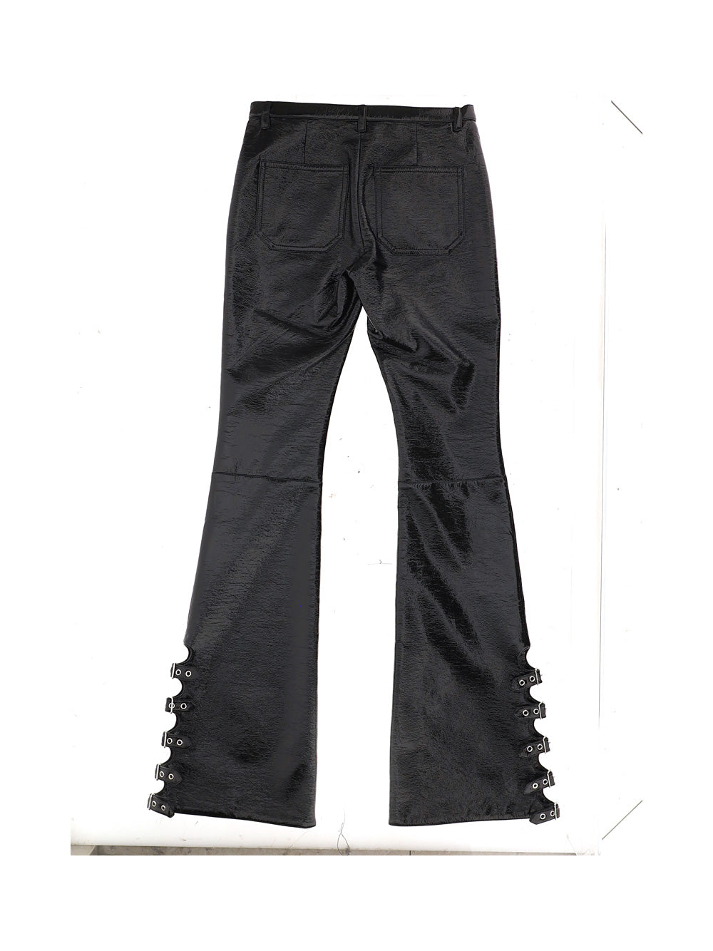 Multi-Buckle Vinyl Bootcut Pant