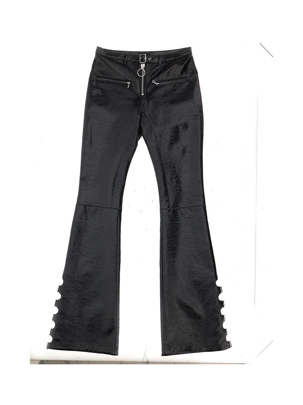 Multi-Buckle Vinyl Bootcut Pant