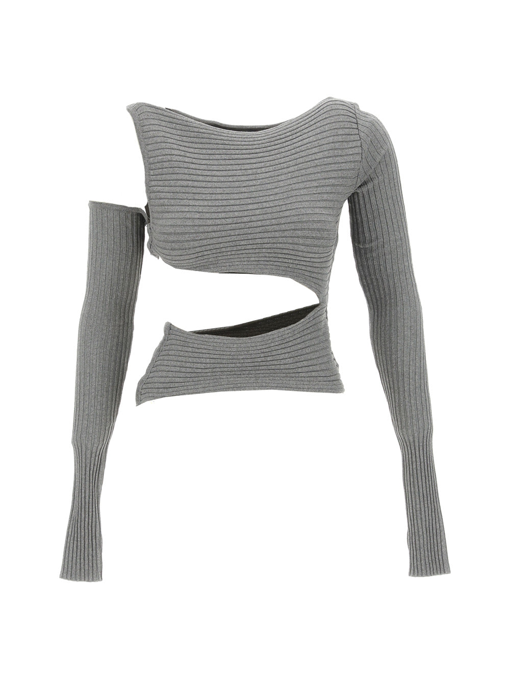 Ribbed Knit Asymmetric Top